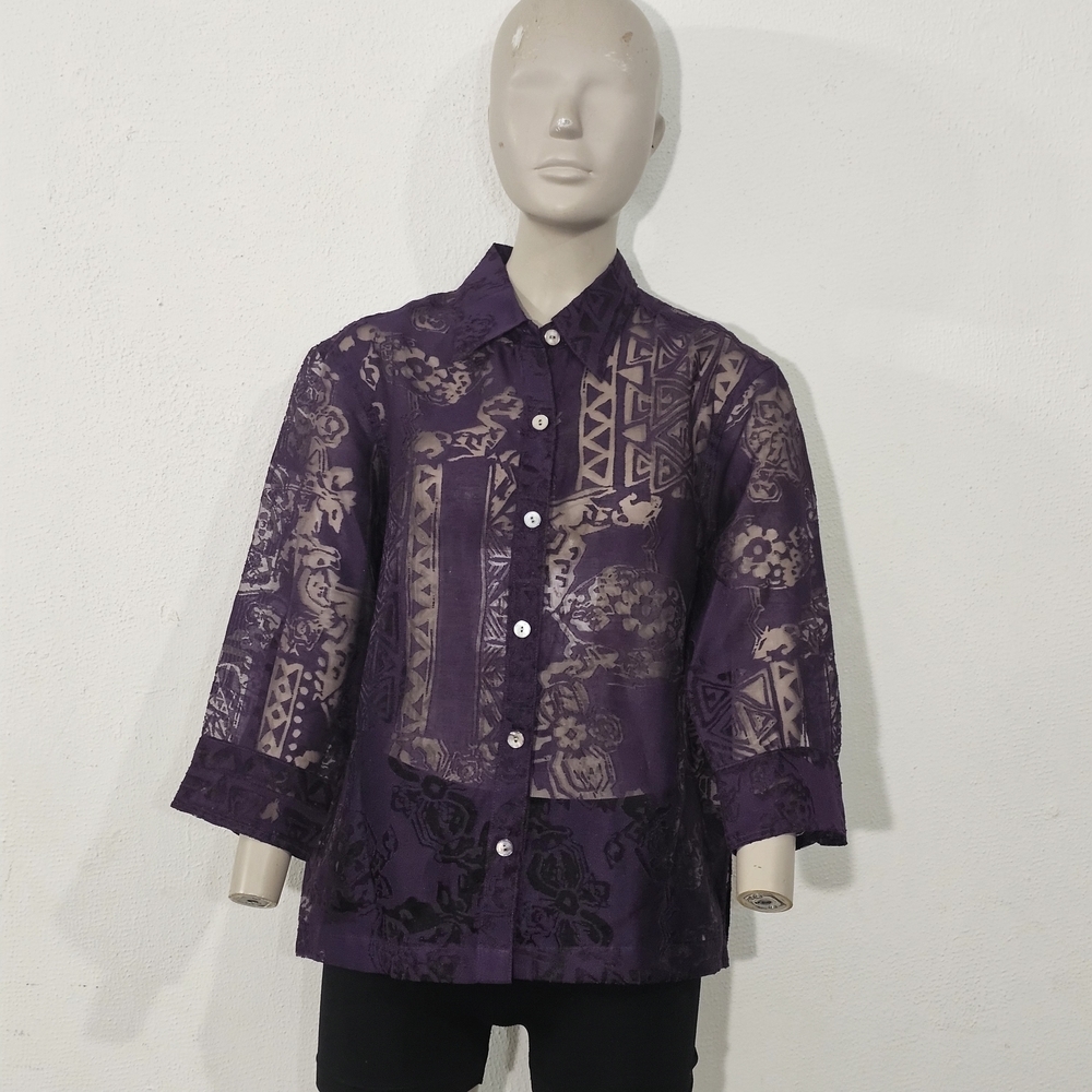 MIRASOL Purple Sheer Button-Up Shirt